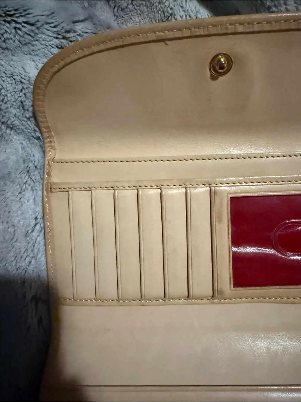 Dooney & Bourke Cream Logo Continental Wallet with Tan Trim